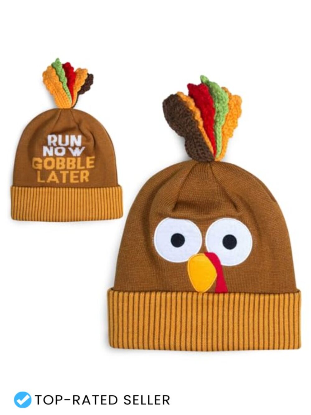 Adult Turkey Beanie Hat for Thanksgiving Run Novelty Knit Winter Ski